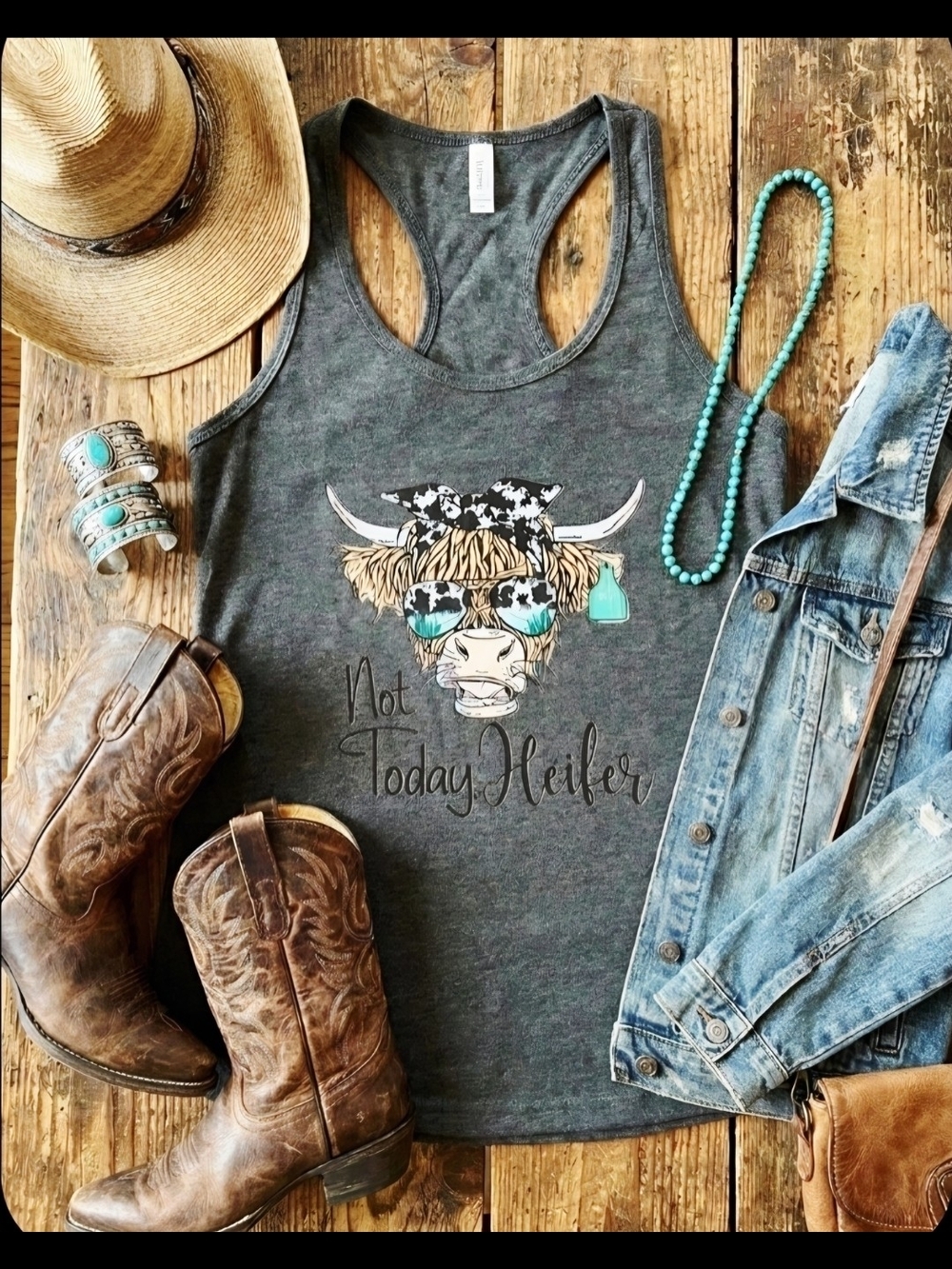Not Today Heifer Tank Top • Funny Cow Graphic • Western Farm Humor •